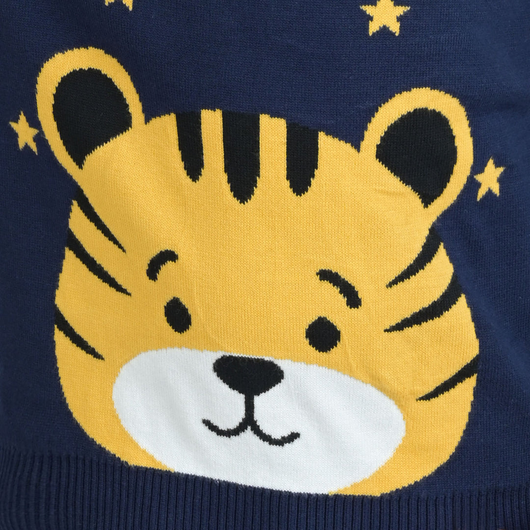 Boys Knitted Sweater Tiger -NAVY