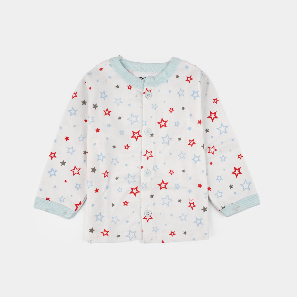 Infant Front Open Suit (Star) - White/Blue