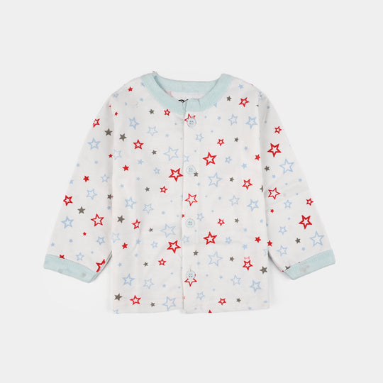 Infant Front Open Suit (Star) - White/Blue