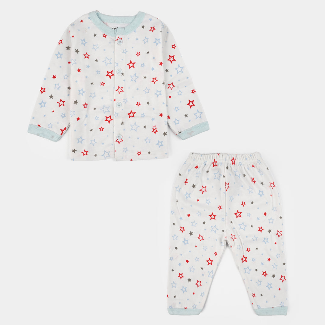 Infant Front Open Suit (Star) - White/Blue