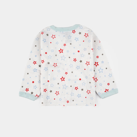 Infant Front Open Suit (Star) - White/Blue
