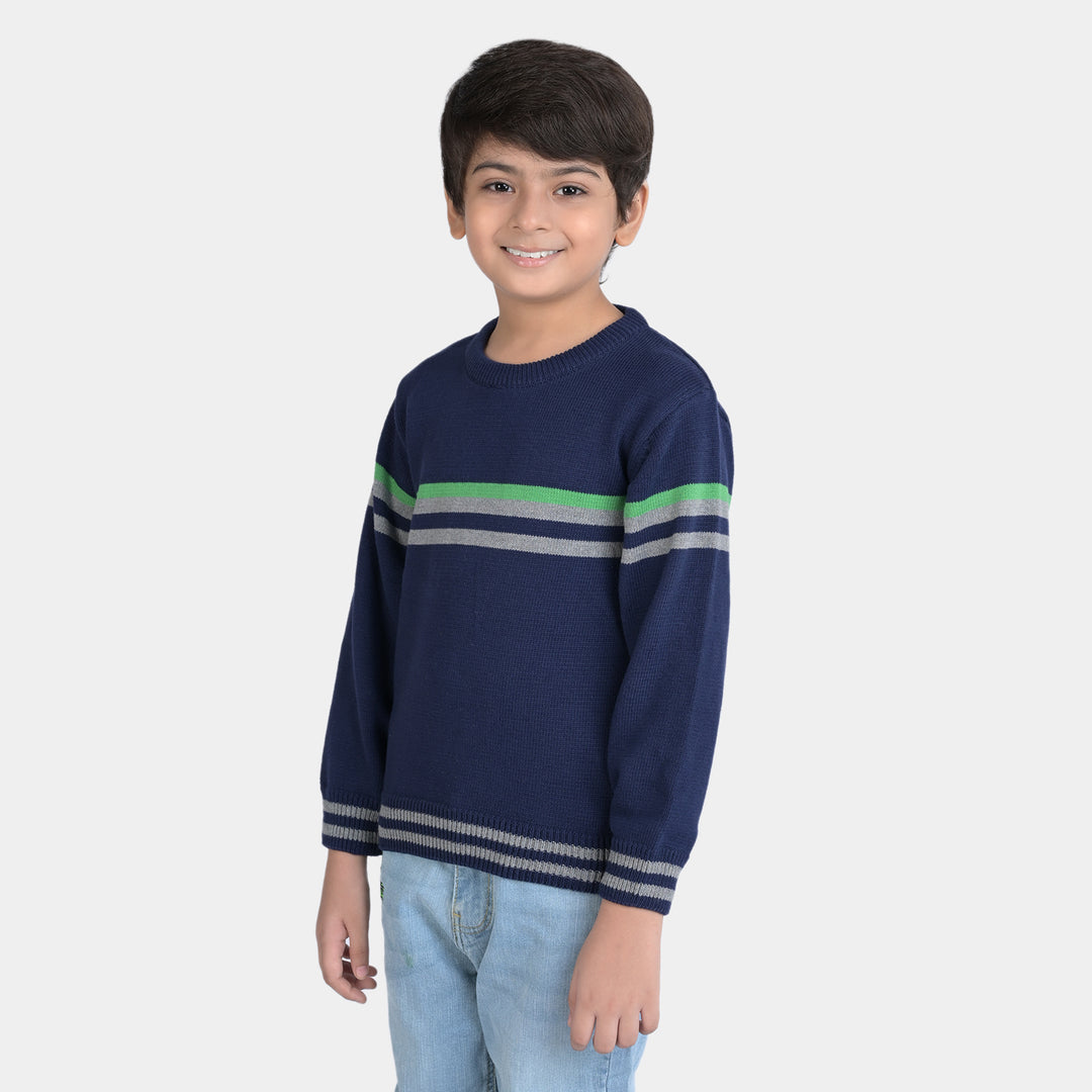 Boys Acrylic Full Sleeves Sweater Striper-Teal