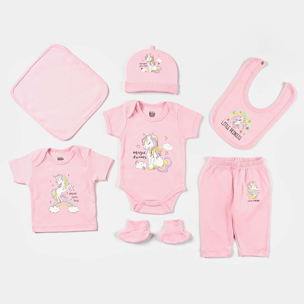 Infant Girls Cotton Interlock 7 Piece Set-mIX