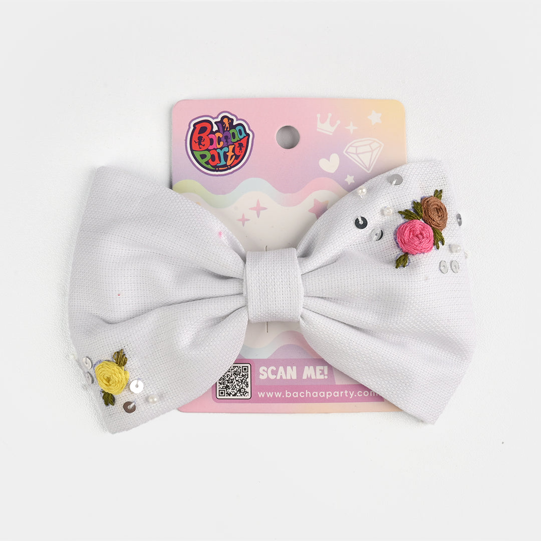 Handmade Embroidered Bow Hair Pin