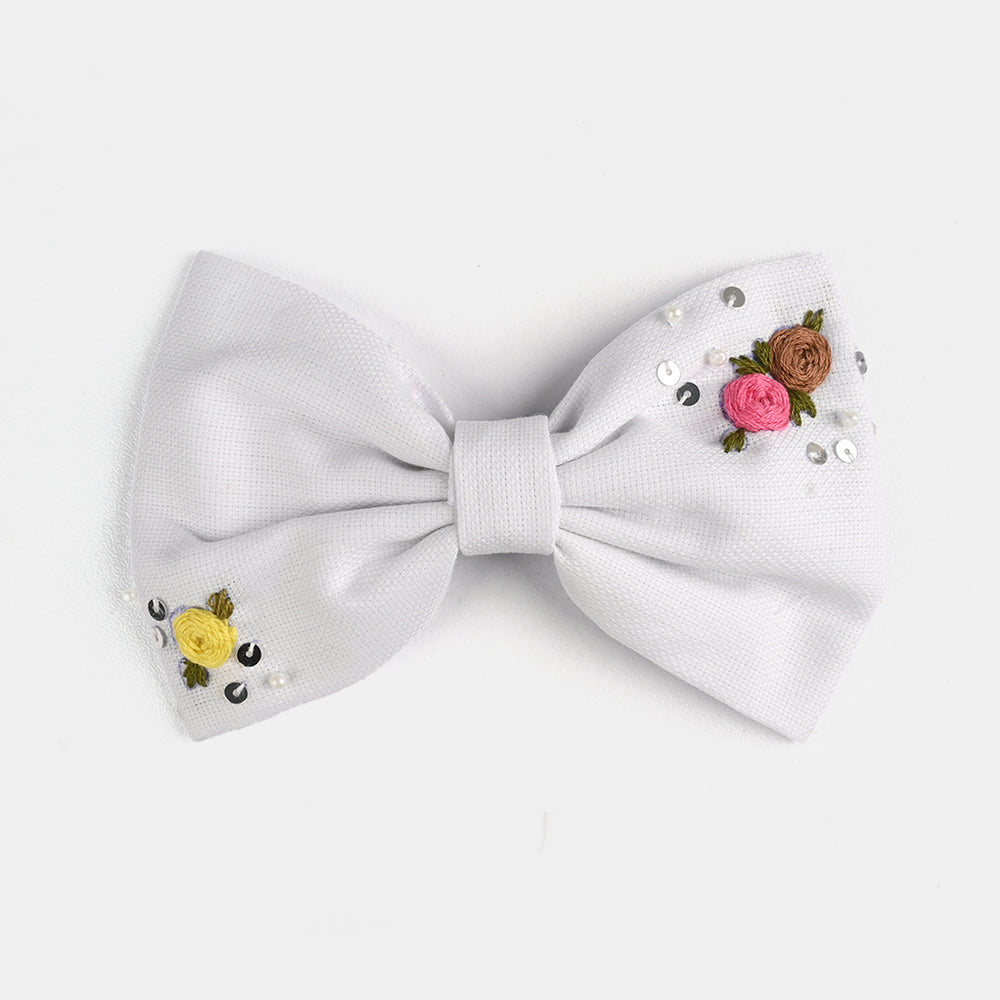 Handmade Embroidered Bow Hair Pin