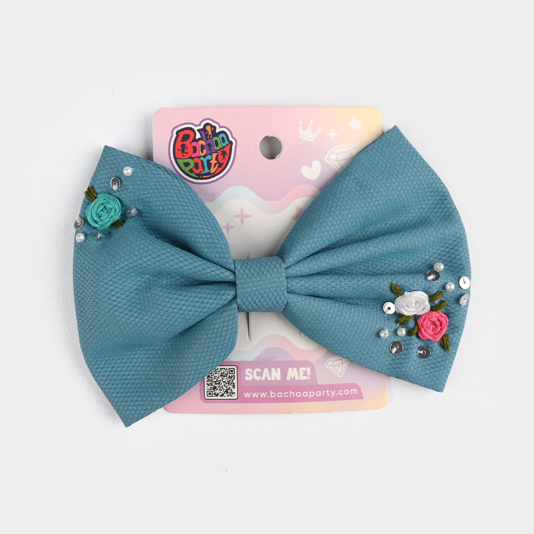 Handmade Embroidered Bow Hair Pin