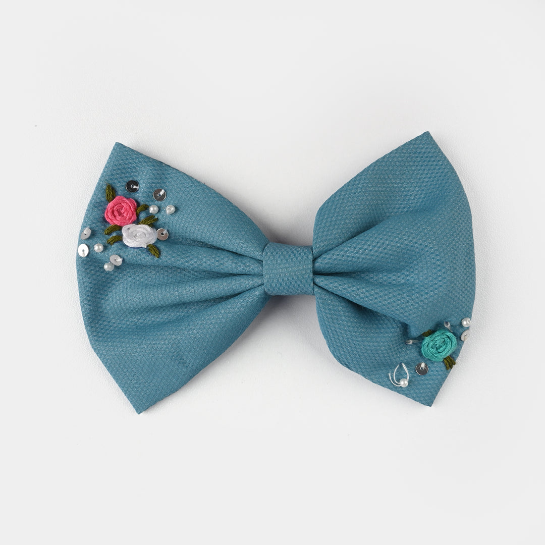 Handmade Embroidered Bow Hair Pin
