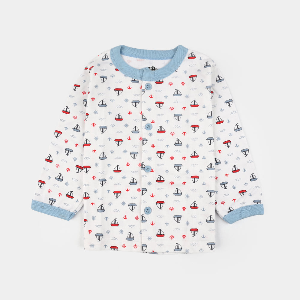 Infant Front Open Suit (Ship) - White/Blue