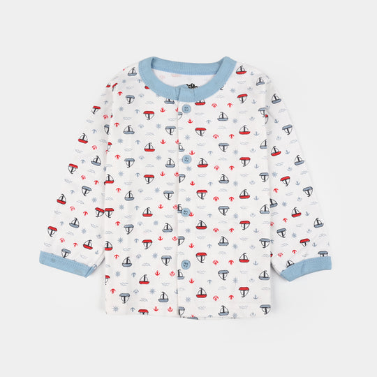 Infant Front Open Suit (Ship) - White/Blue