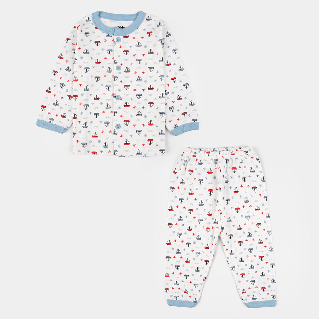 Infant Front Open Suit (Ship) - White/Blue