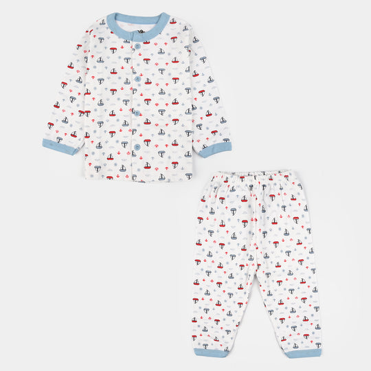 Infant Front Open Suit (Ship) - White/Blue