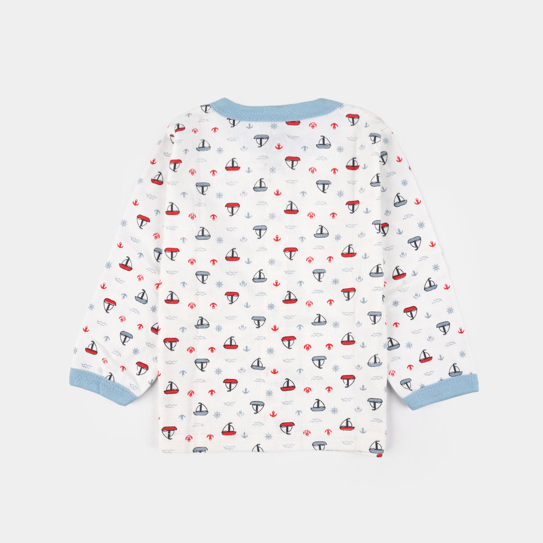 Infant Front Open Suit (Ship) - White/Blue