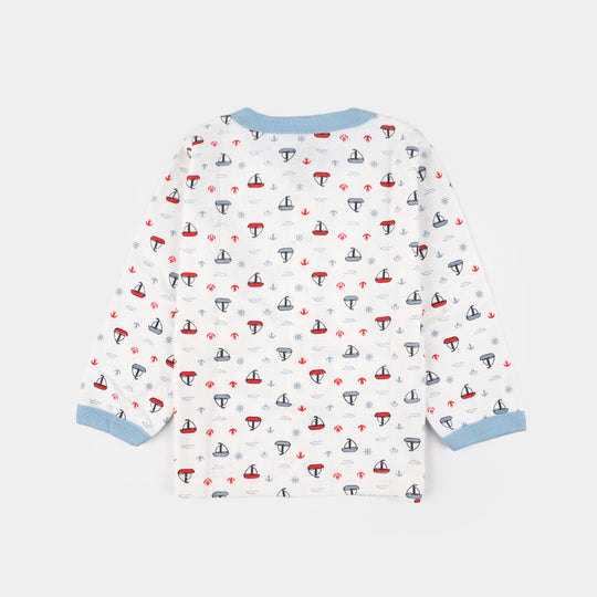 Infant Front Open Suit (Ship) - White/Blue