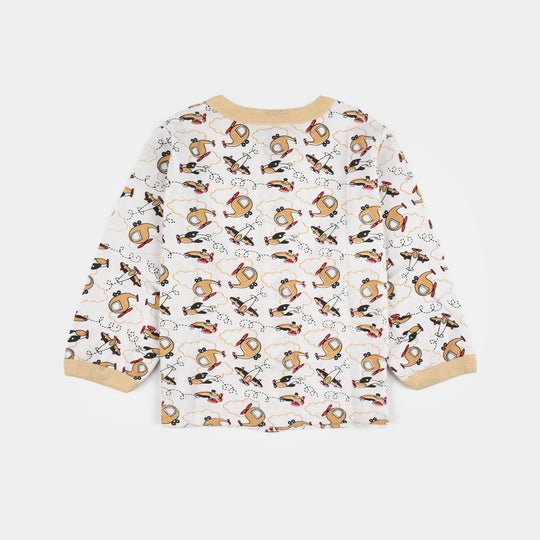 Infant Front Open Suit (Helicopter) - White/Yellow