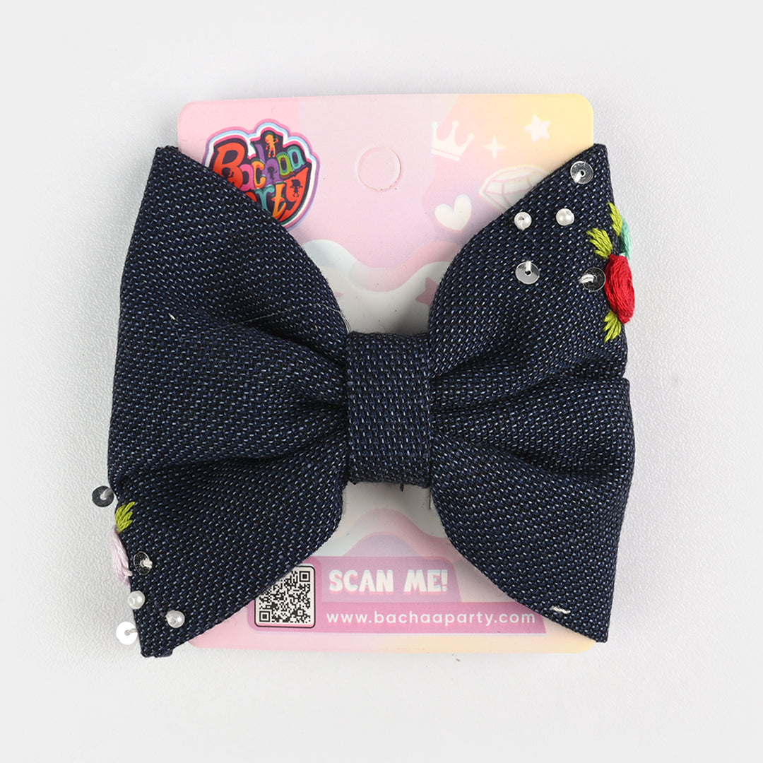 Handmade Embroidered Bow Hair Pin
