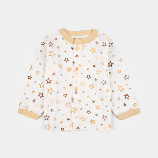 Infant Front Open Suit (Star) - White/Sand
