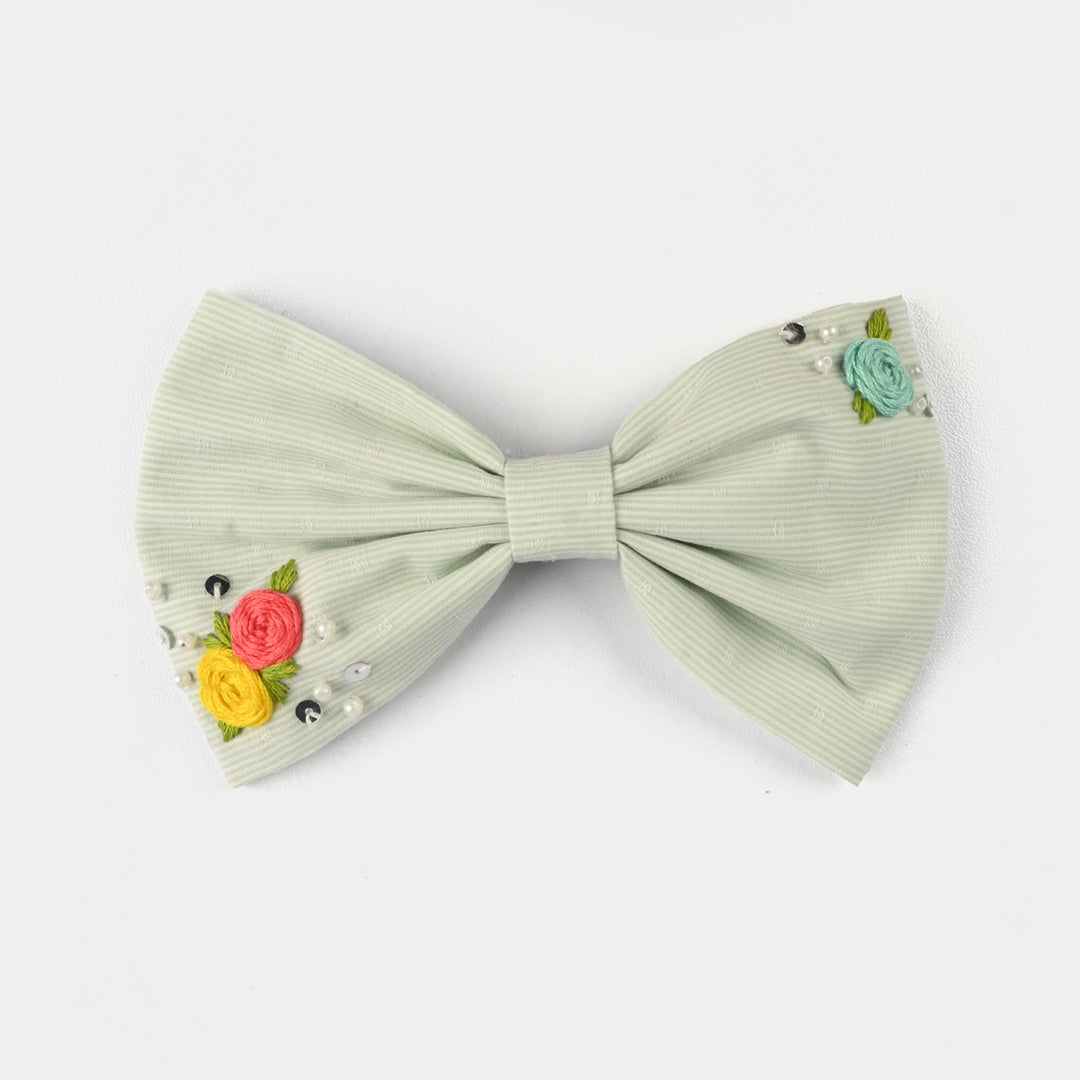 Handmade Embroidered Bow Hair Pin