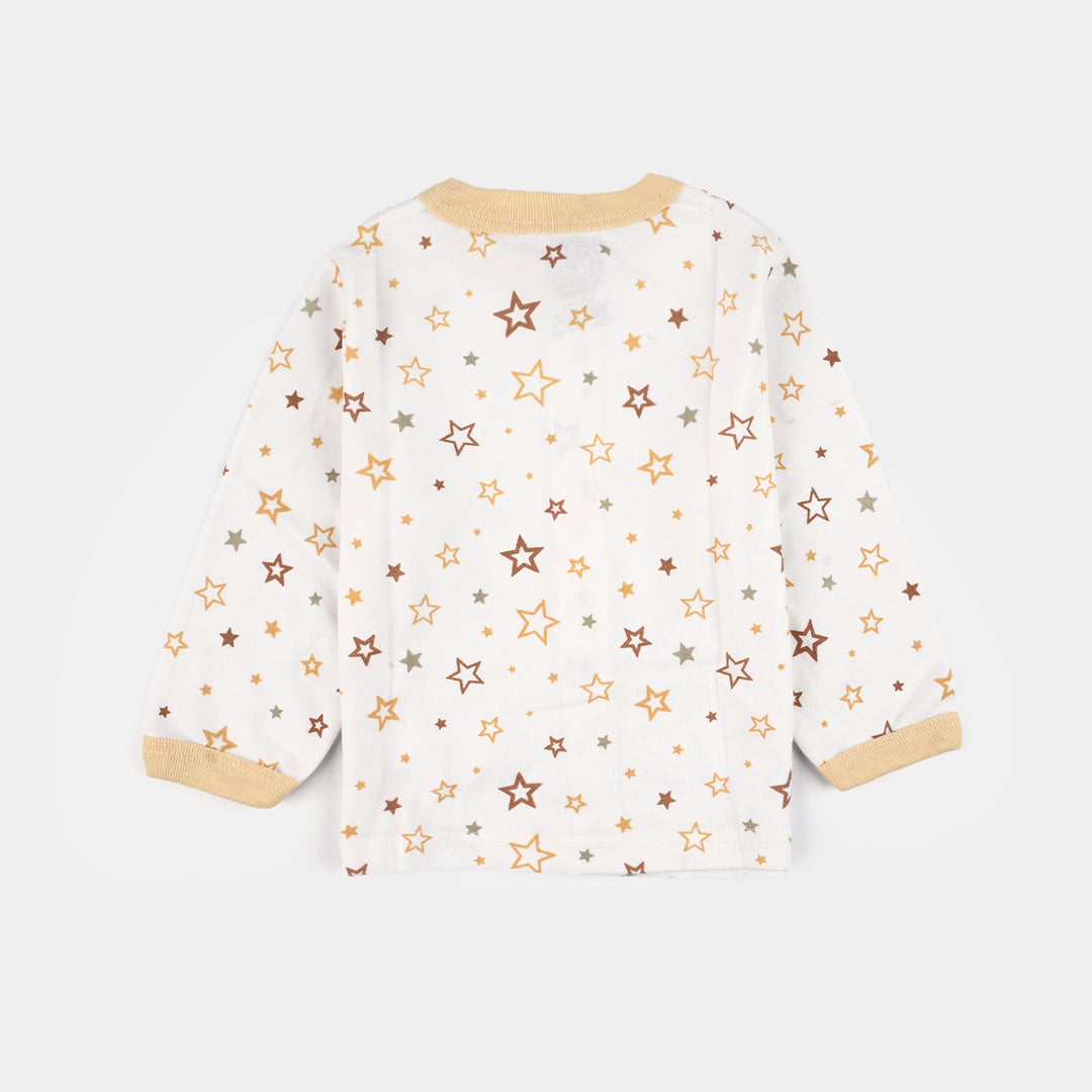 Infant Front Open Suit (Star) - White/Sand