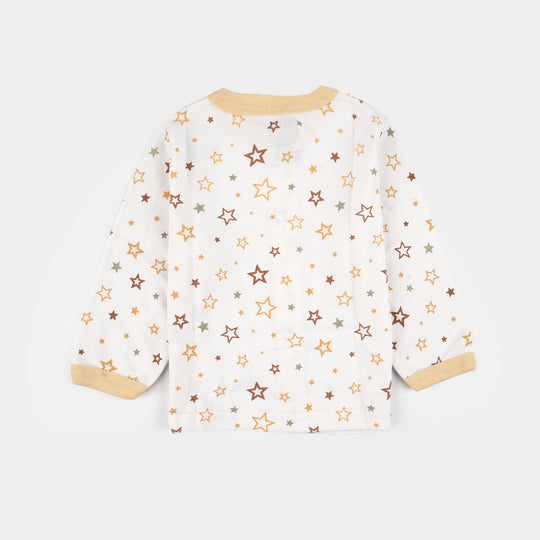 Infant Front Open Suit (Star) - White/Sand