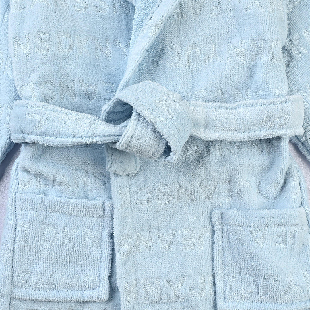 Kids Bathrobe Jacquard Blue