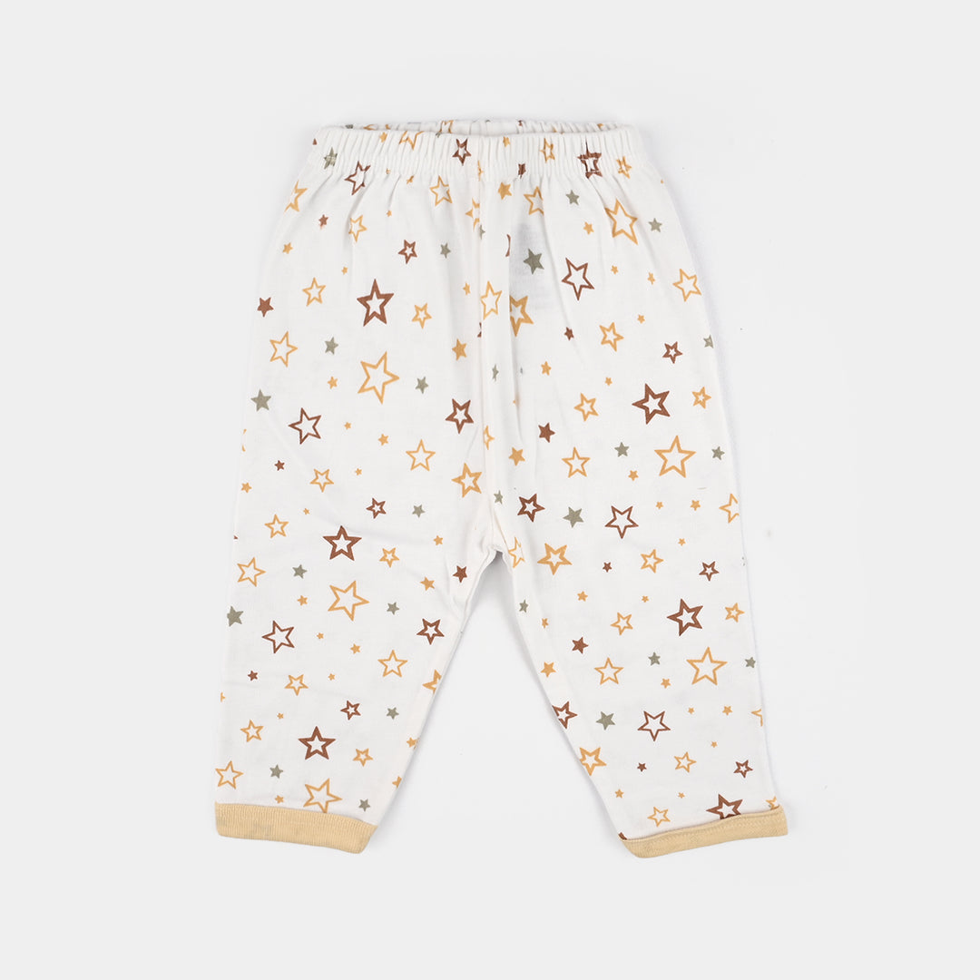 Infant Front Open Suit (Star) - White/Sand