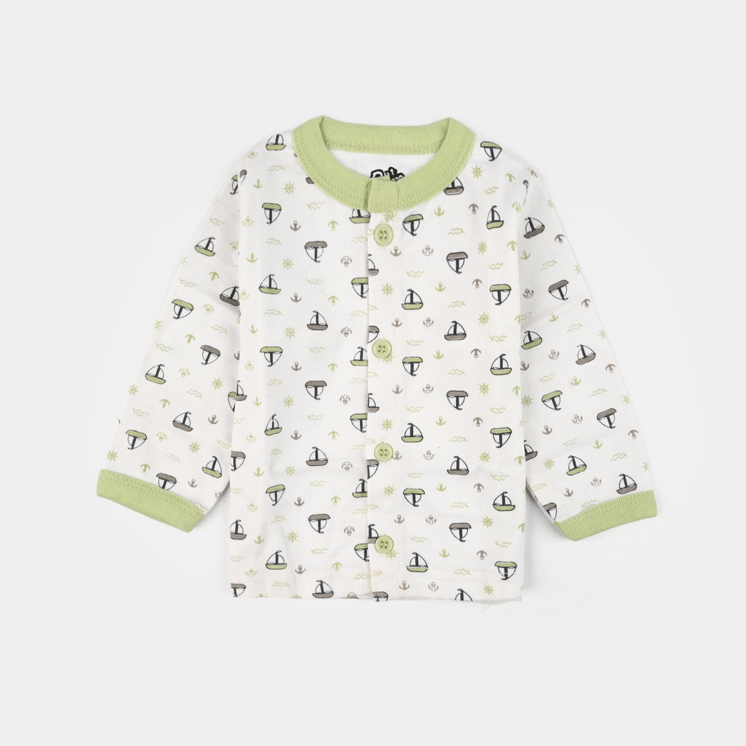 Infant Front Open Suit (Ship) - White/Green