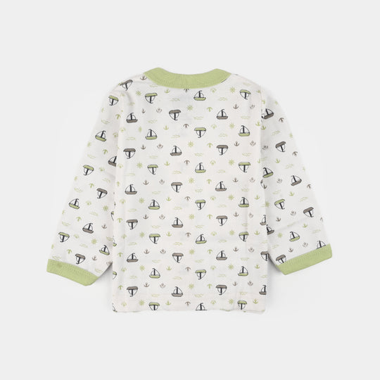 Infant Front Open Suit (Ship) - White/Green