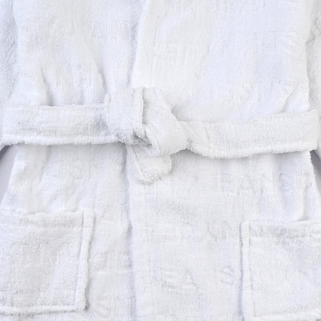 Kids Bathrobe Jacquard White