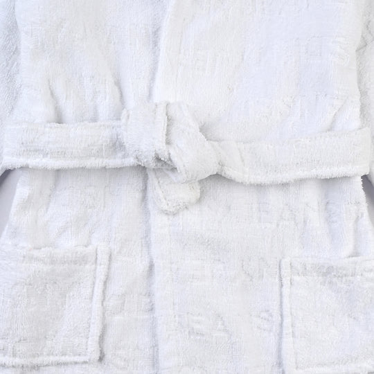 Kids Bathrobe Jacquard White