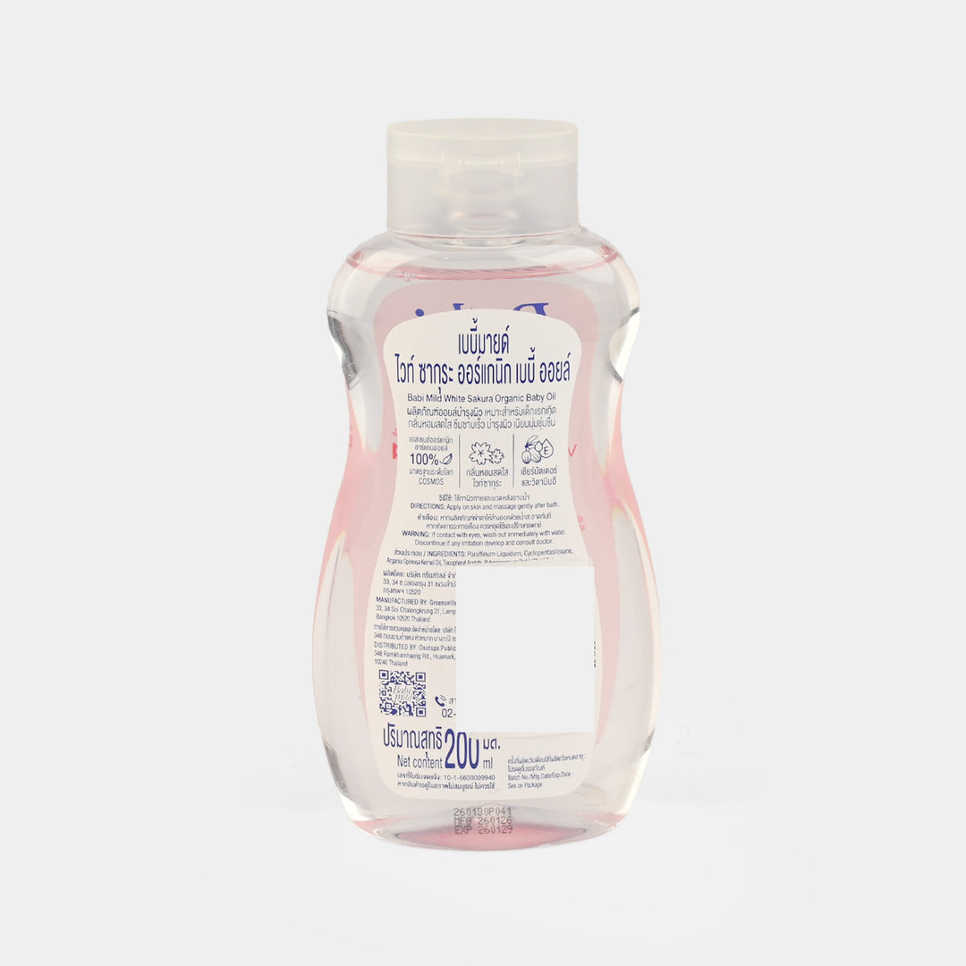 Babi Mild White Sakura Organic Baby Oil 200Ml