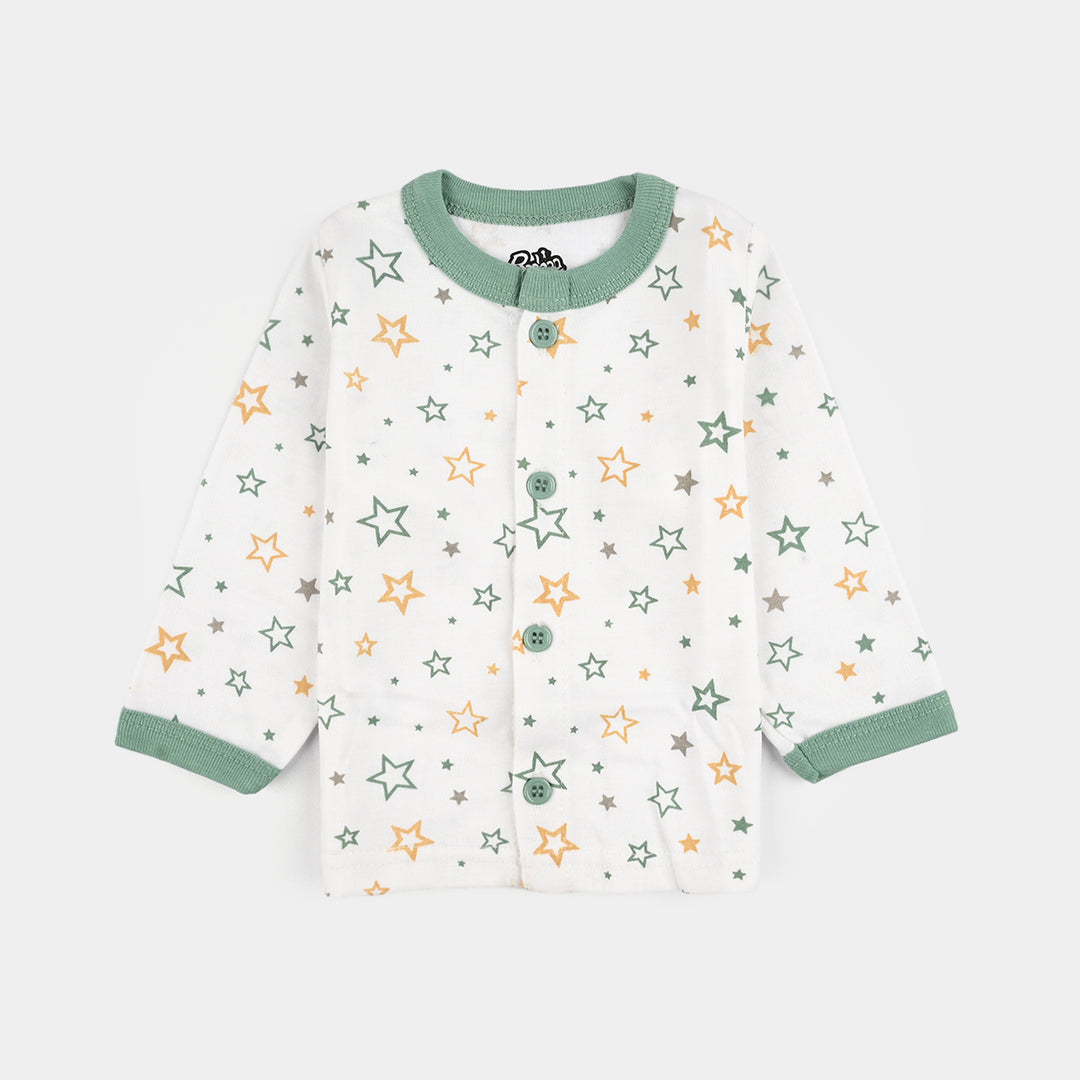 Infant Front Open Suit (Star) - White/Green