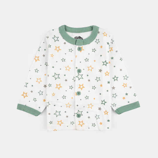 Infant Front Open Suit (Star) - White/Green