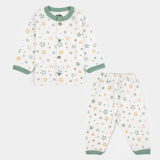 Infant Front Open Suit (Star) - White/Green