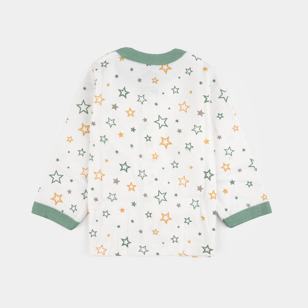 Infant Front Open Suit (Star) - White/Green