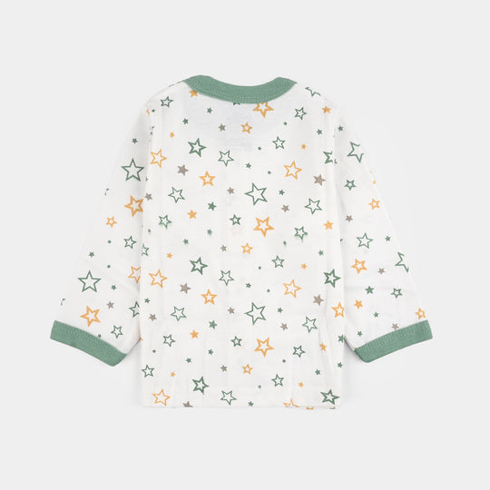 Infant Front Open Suit (Star) - White/Green