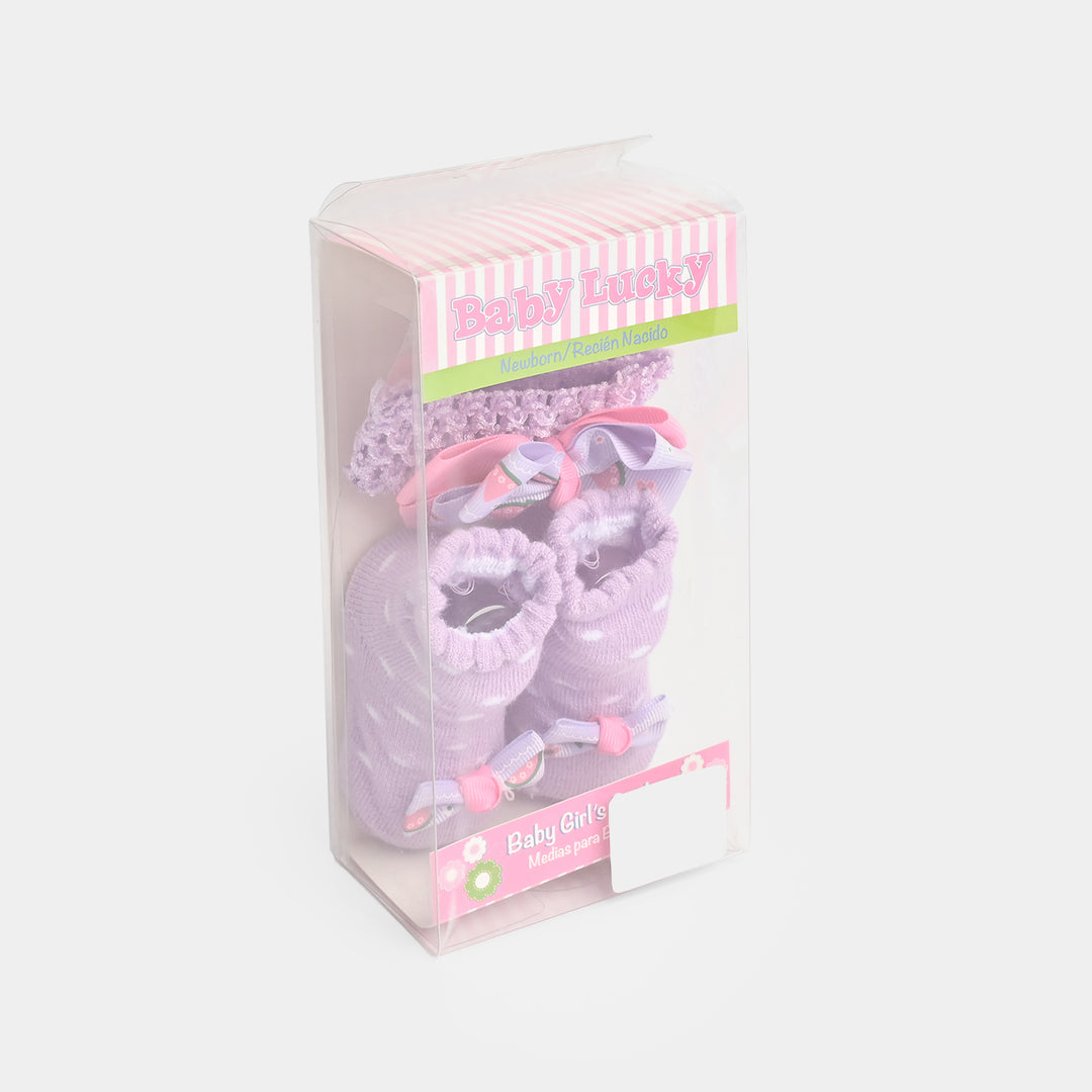 Baby Socks Booties with Headband | 3-12M