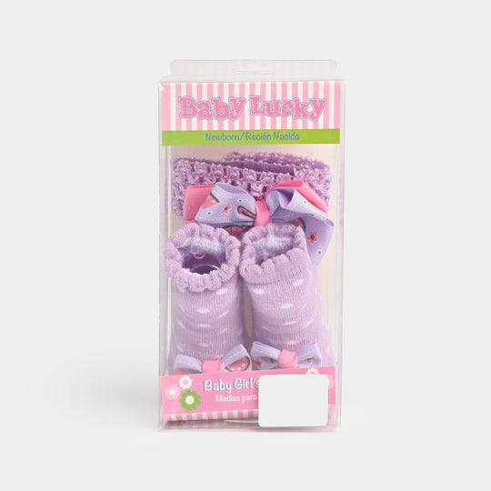 Baby Socks Booties with Headband | 3-12M