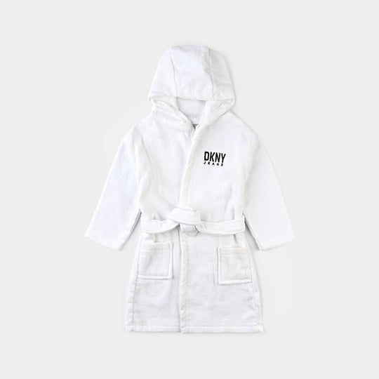 Kids Bathrobe Embroidery White