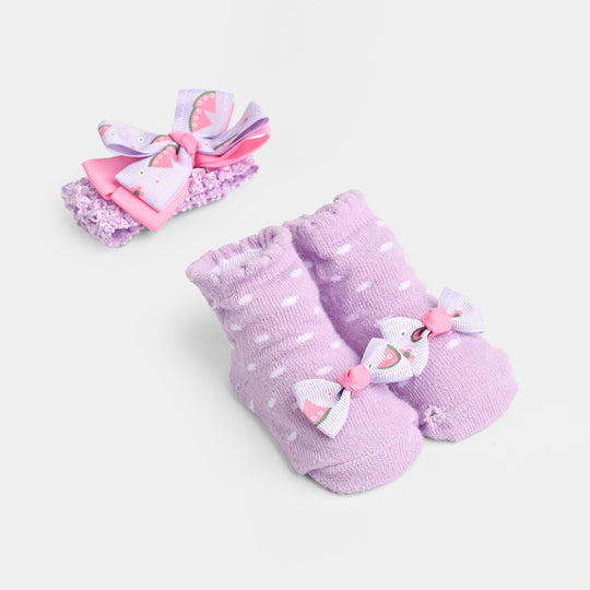Baby Socks Booties with Headband | 3-12M