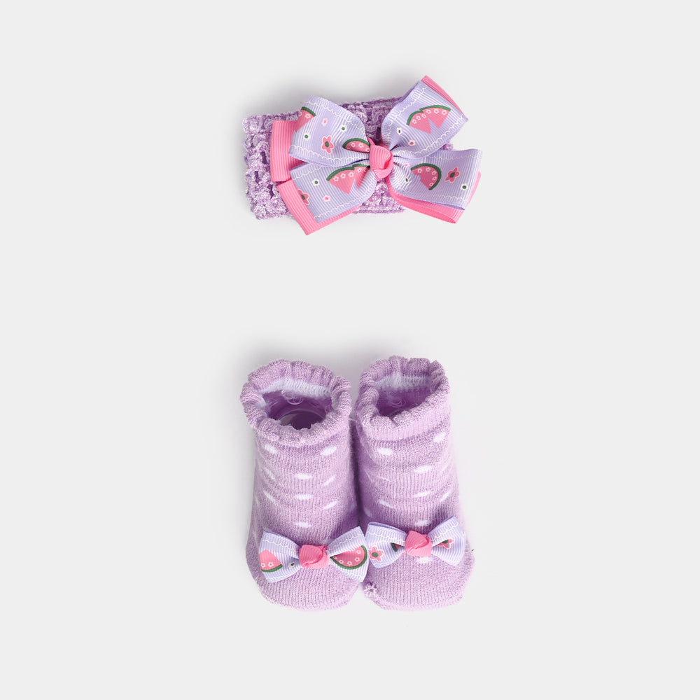 Baby Socks Booties with Headband | 3-12M