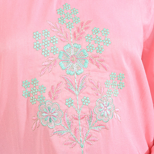 Teen Girls Raw Silk 3Pcs Suit Noor Jahan-Pink