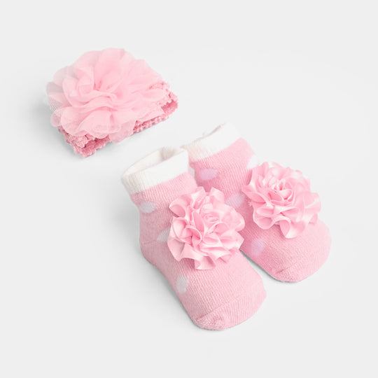 Baby Socks Booties with Headband | 3-12M