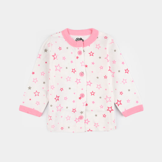 Infant Front Open Suit (Star) - White/Light-Pink