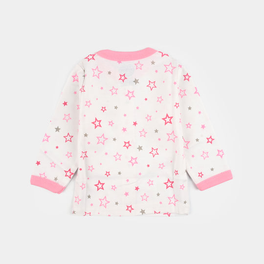 Infant Front Open Suit (Star) - White/Light-Pink