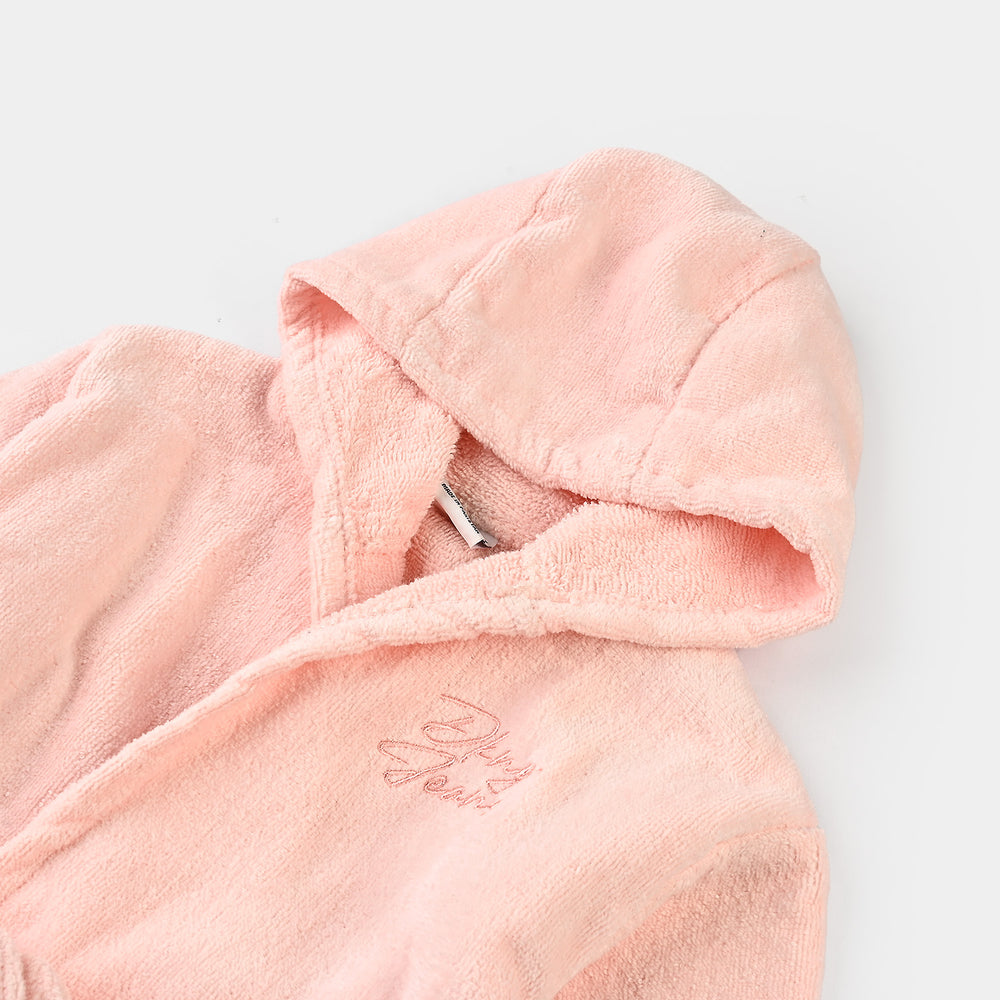 Kids Bathrobe Embroidery Pink