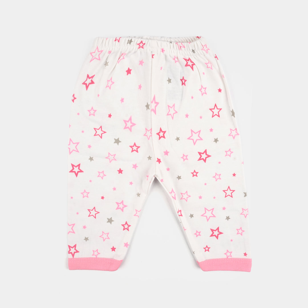 Infant Front Open Suit (Star) - White/Light-Pink