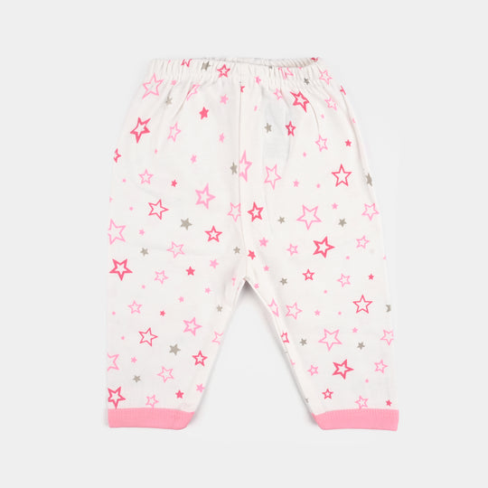 Infant Front Open Suit (Star) - White/Light-Pink