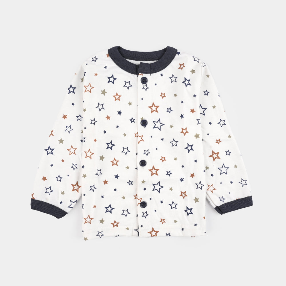 Infant Front Open Suit (Star) - White/Black