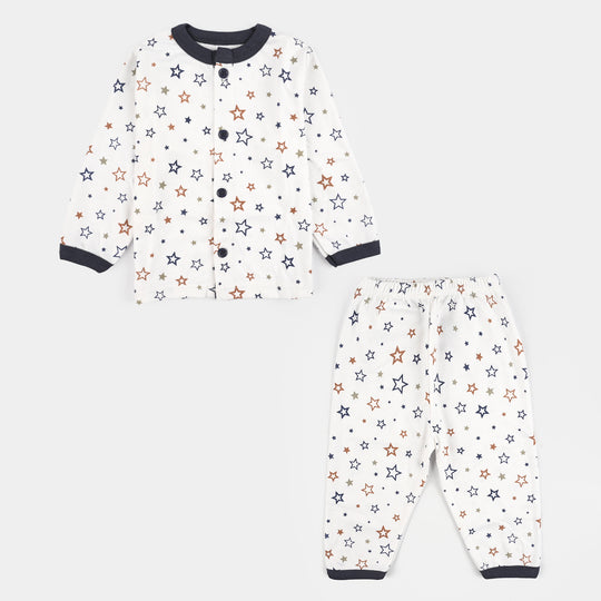 Infant Front Open Suit (Star) - White/Black