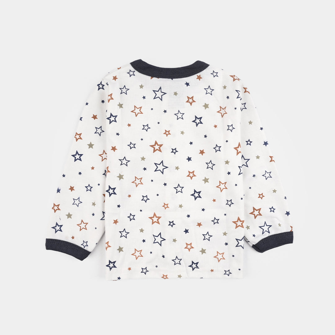 Infant Front Open Suit (Star) - White/Black